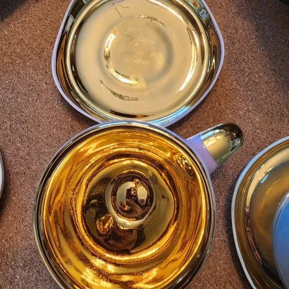 DANGRYA VENICE EXPRESSO CUP AND SAUCER 'FIORE' SET OF 4